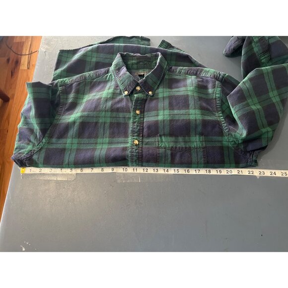 J Crew Green Navy Blue Plaid Flannel Button Down Shirt Large Cabincore Outdoors - Picture 4 of 9